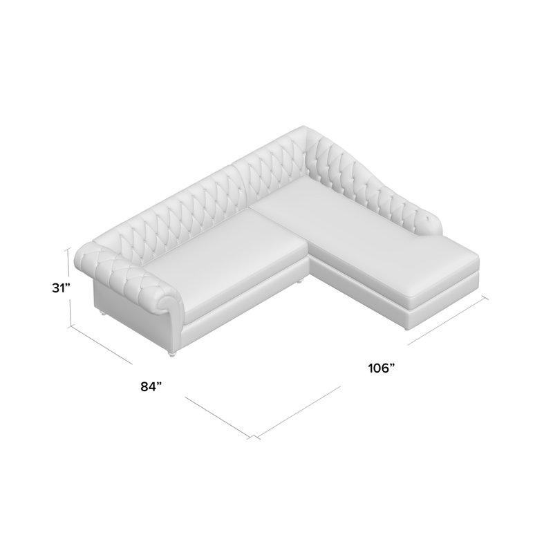 Elizabeth Upholstered L-Shaped Sectional, Black, Right Hand Facing, Dynamite Bark