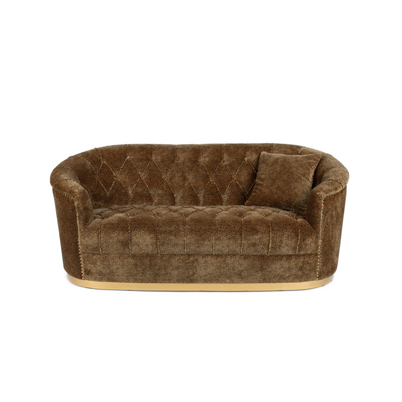 Velvet Sofa, Brown Velvet