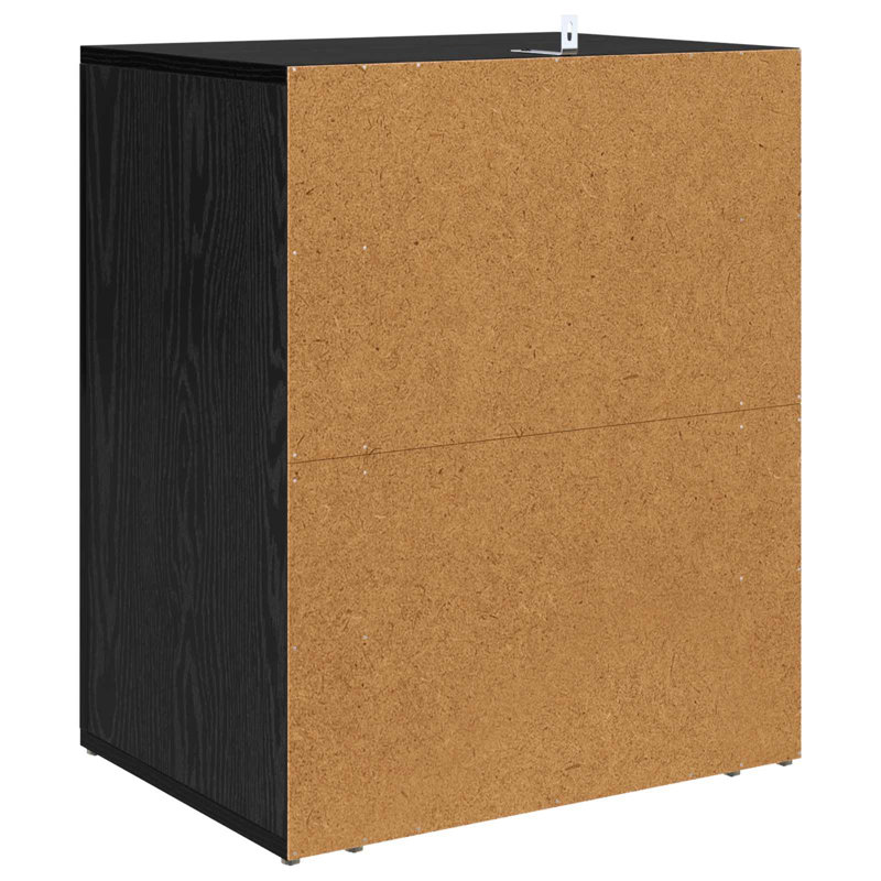 35cm W Manufactured Wood Bedside Table, Black Oak