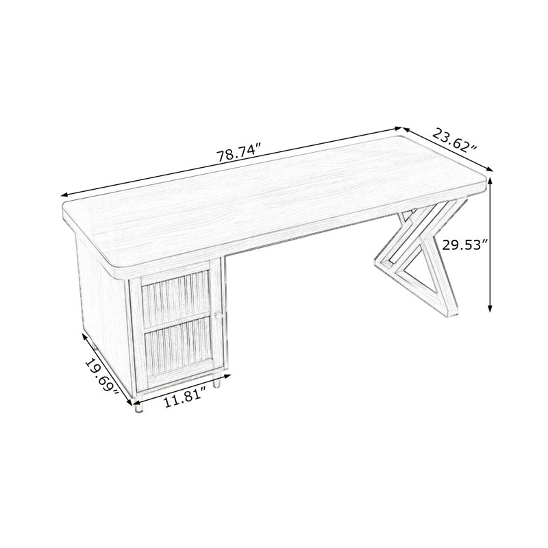 Bureaux rectangulaires en bois massif noyer, H 29,53 po x l 78,74 po x P 23,62 po, Retour à gauche