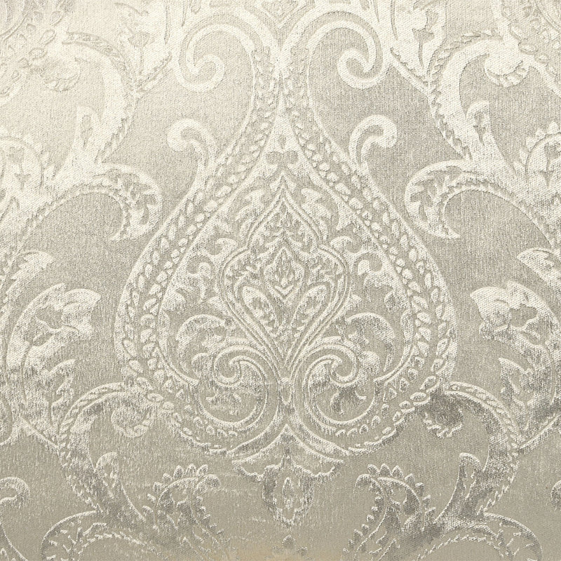 Banc Desiderius, tissu beige, or antique et brun peint à la main