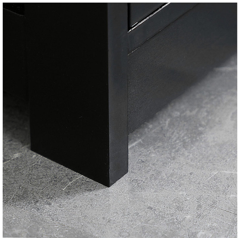 Armoire de salle de bain sous le lavabo avec 2 portes et tablette HOMcom, noir, Noir