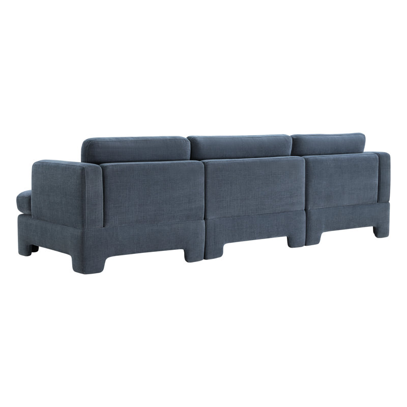 Jolie 116" 3-Piece Upholstered Modular Sectional Sofa, Selene Indigo Performance Chenille
