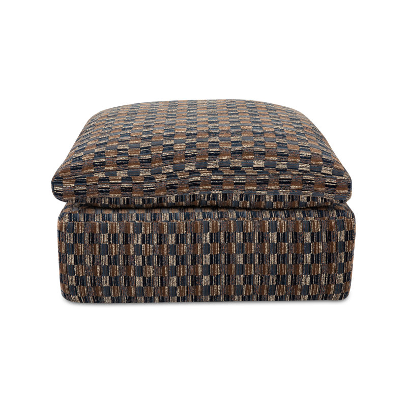 Dewey Ottoman Navy And Brown, Navy