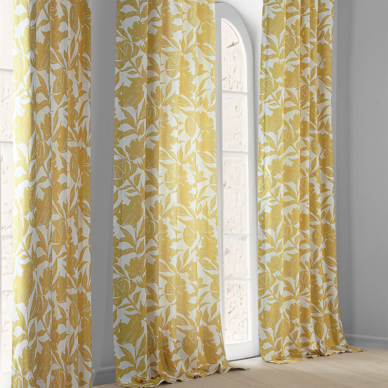 Merushe Paisley Bloom Textured Printed Cotton Light Filtering Curtains - Single Panel, 50" W x 84" L