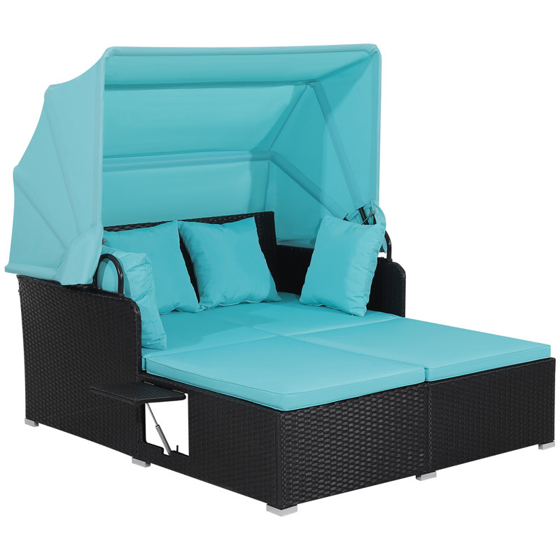 Lit de jour d'extérieur avec coussins Avdyl, Turquoise
