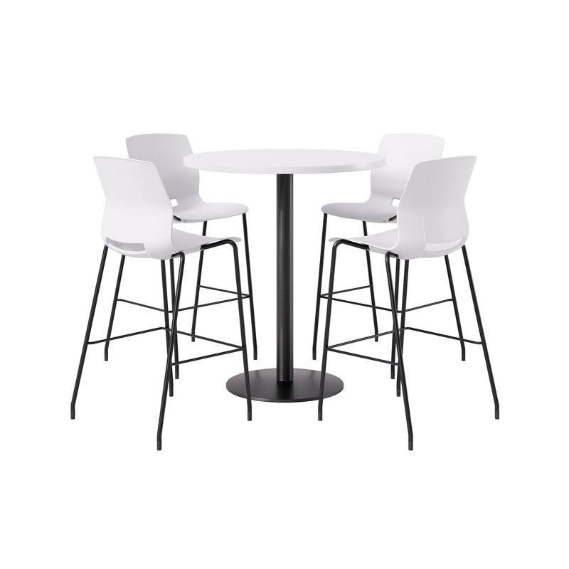 Ensemble repas pour 4 personnes à hauteur de bar, H 41 po x L 36 po x l 36 po, Blanc, Blanc / noir