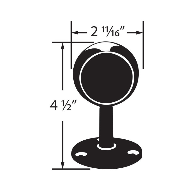 Poteau à bout sphérique en acier inoxydable poli de 2 po de diamètre Rail - 1 pièce, Acier inoxydable poli
