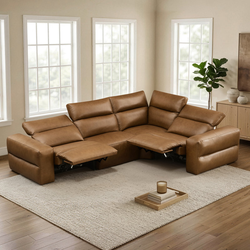 Canapé inclinable électrique à double moteur de 124 po avec conception murale zéro, appui-tête réglable et cuir fleur