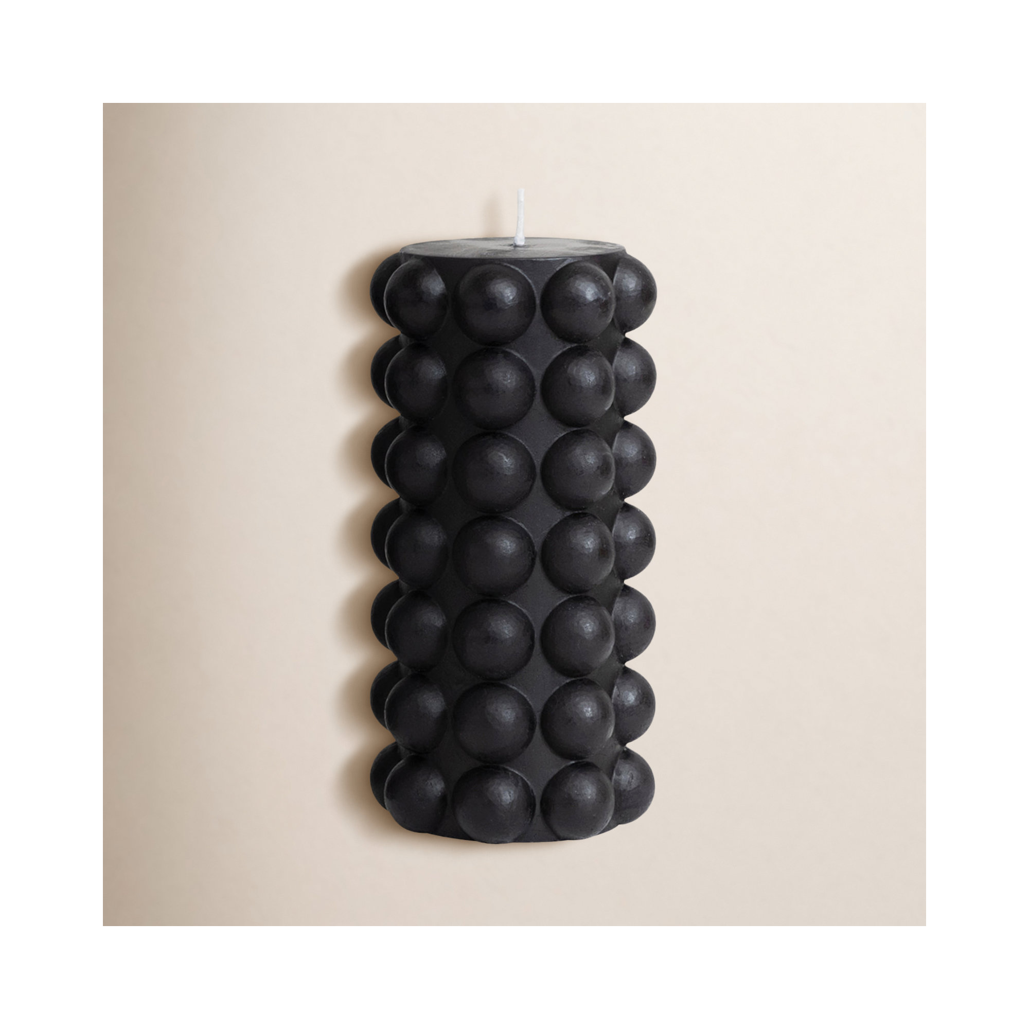 Unscented Hobnail Pillar Candle, Black, 6"H x 3"W x 3"D