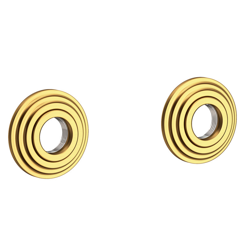 Astor Grab Bar Tube with Decorative Rings, 15" W, Satin Brass - PVD
