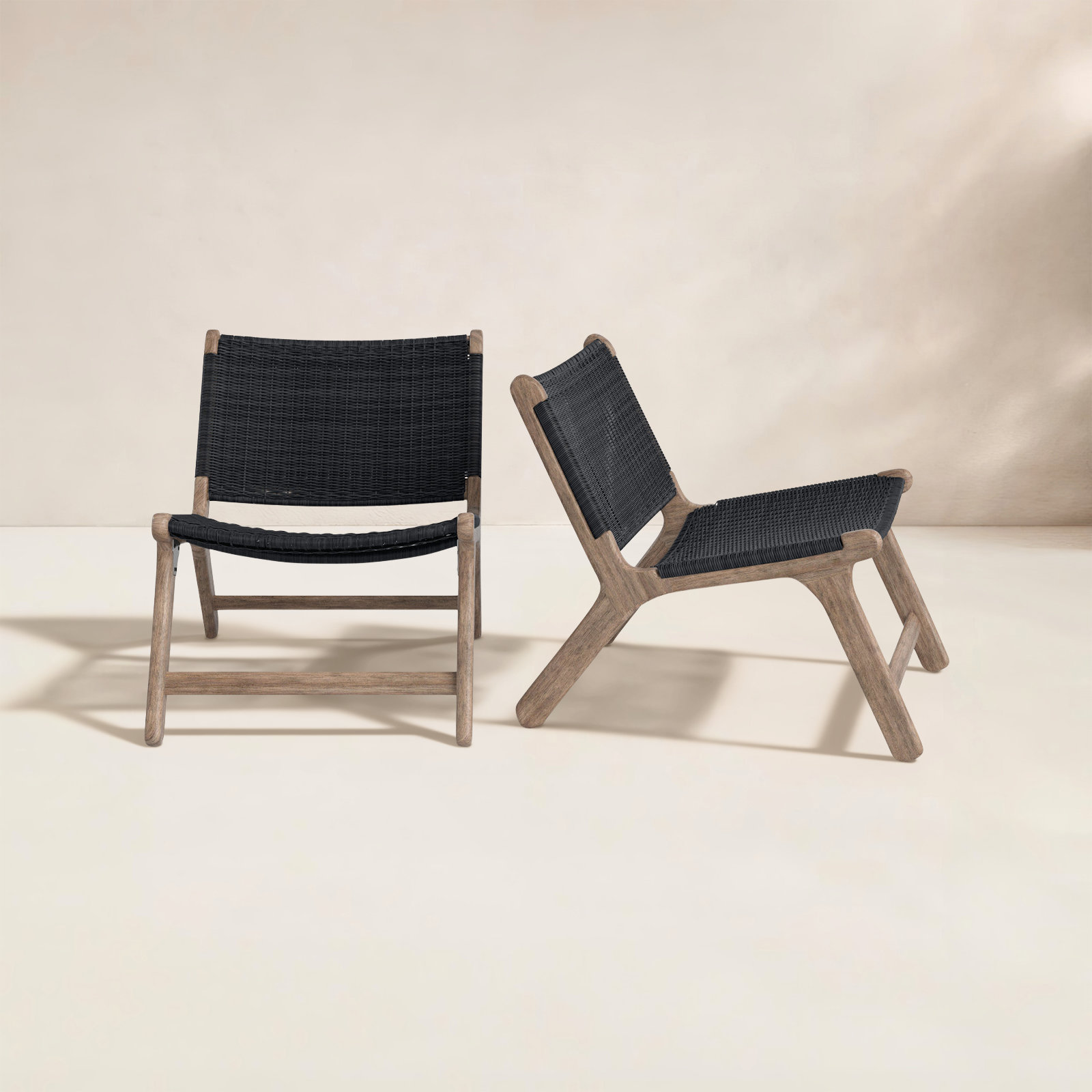 Almira Teak Outdoor Armless Lounge Chair, Navy, Driftwood Teak