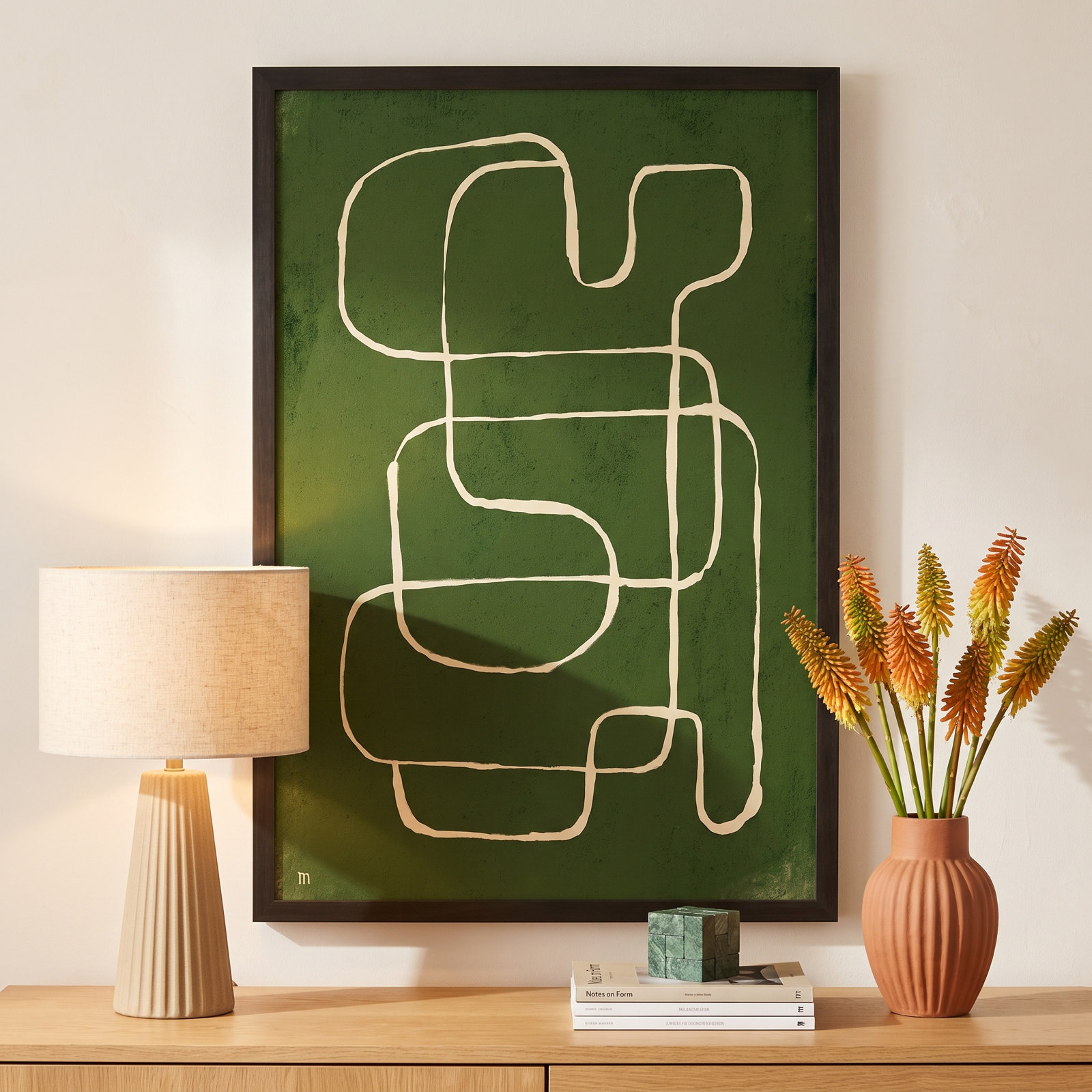Line Works 1 by Studiom, 20" H x 14" W x 1.25" D, Black Framed Paper