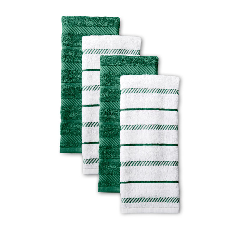 KITCHENAID Albany Kitchen Towel 4-Pack Set, 16"x26", Dark Green