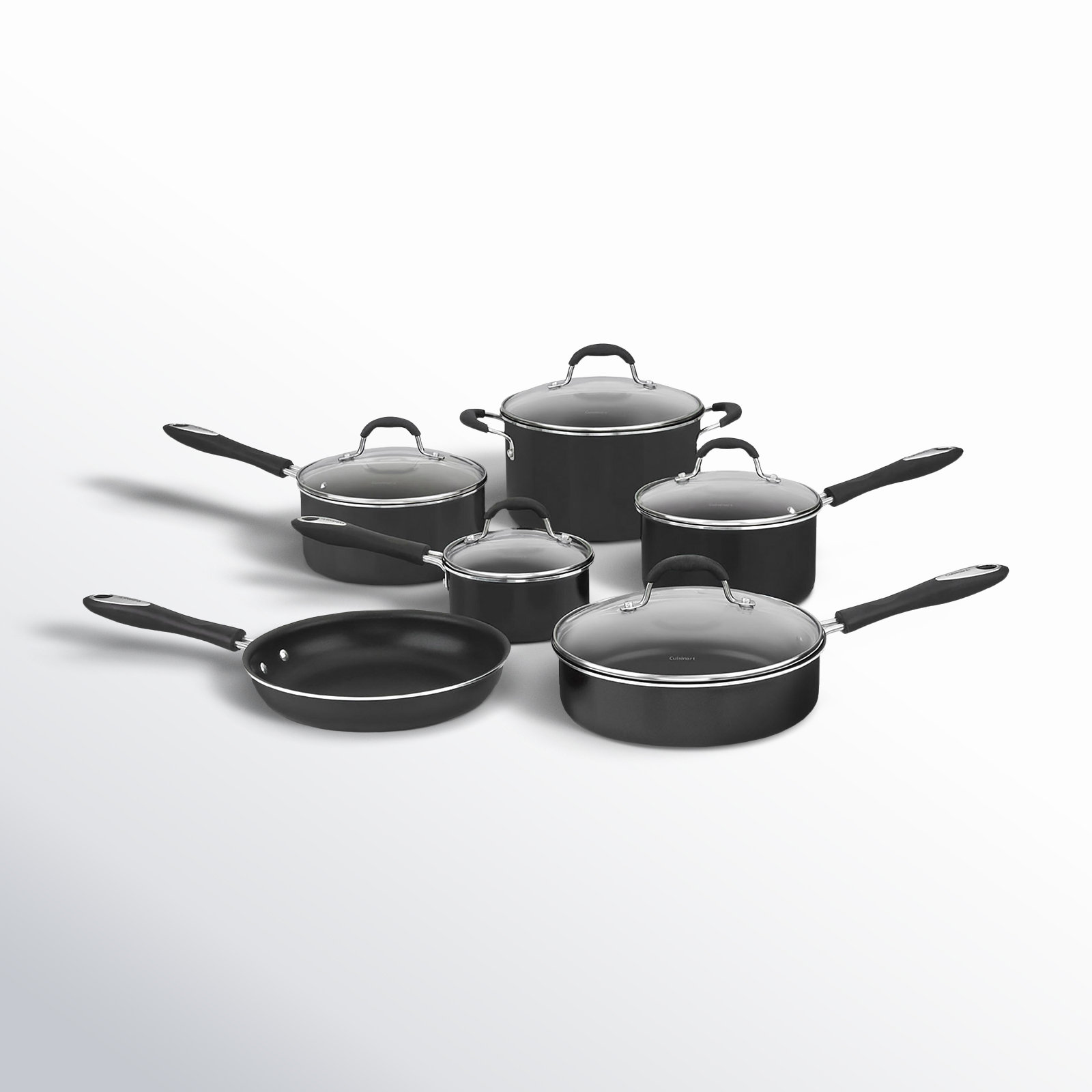 Cuisinart Advantage Non Stick 11 Pieces Aluminum Cookware Set, Black