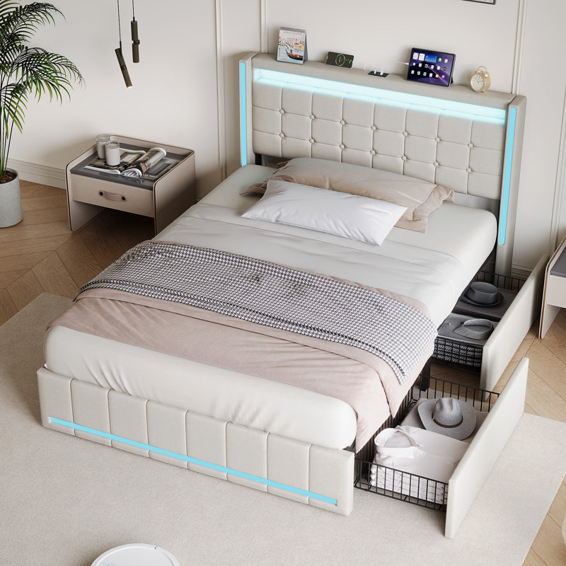 Bed, 135, Beige