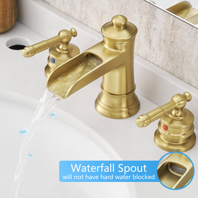 Robinet de lavabo surdimensionné de 8 pouces en or brossé, robinet de salle de bain avec bonde escamotable, poignée à levier double, cartouche en céramique, évier latéral