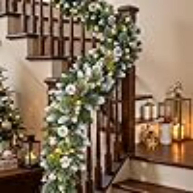 2cm Lighted Faux Pine Garland with Lights