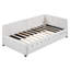 Lit de jour rembourré en lin beige avec lit gigogne simple, sans sommier tapissier