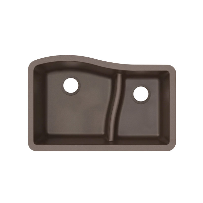 Aversa 33'' L Double Bowl Granite Kitchen Sink, Espresso