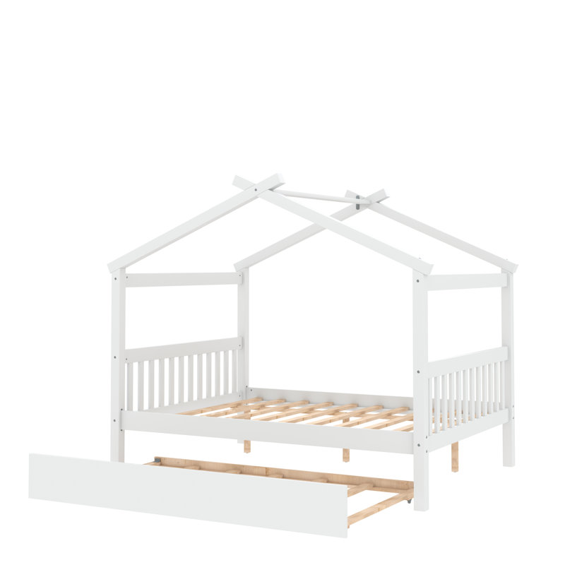 Pisinemo House Beds with Trundle, White, Full / Double