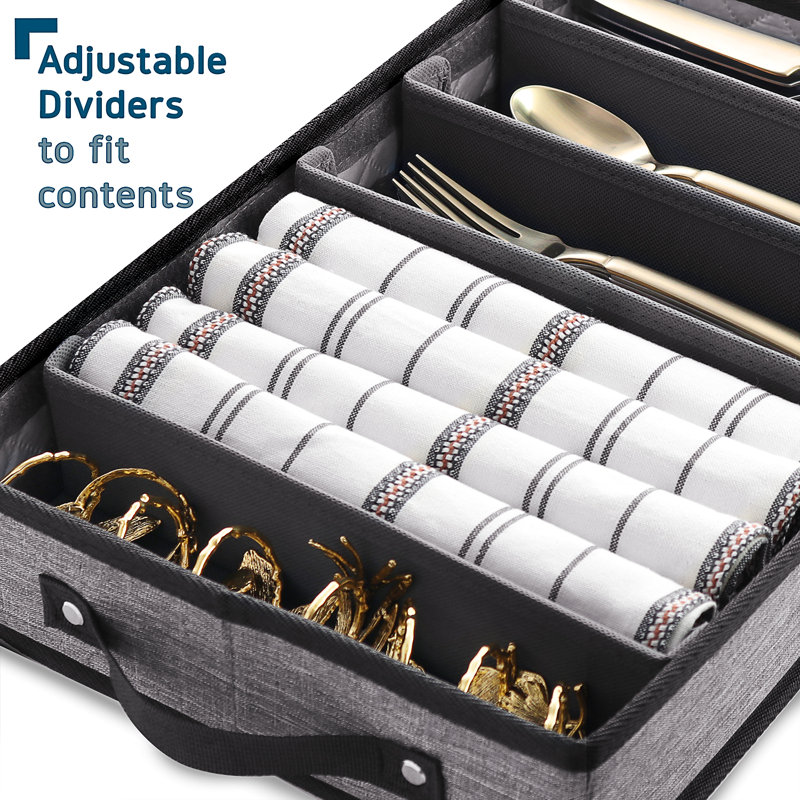 Hard Shell Flatware & Utensil Storage Box, Gray
