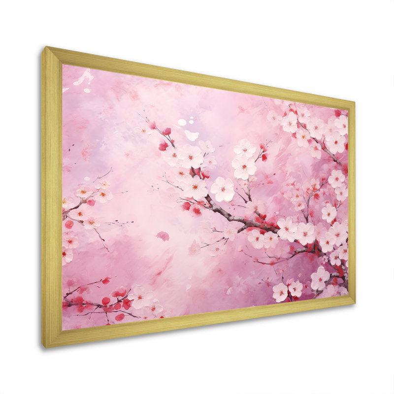 «Minimalisme», impression d'art sur toile Cherry Bliss Tree II, H 24 po x l 32 po x P 1 po, Cadre doré simple
