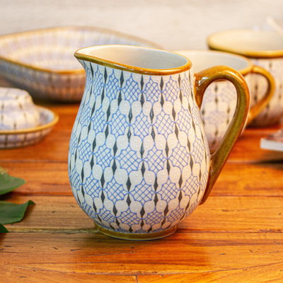 Lark Manor™ Handmade Web Of Dew Ceramic Pitcher