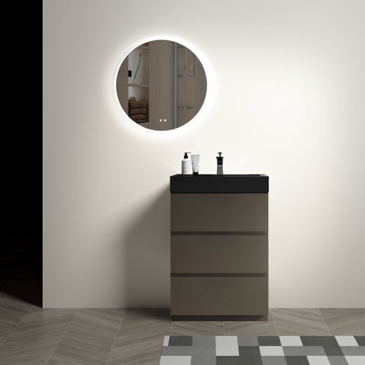 Rangement de salle de bain moderne -, gris, rangement silencieux pour meuble-lavabo gris, silencieux