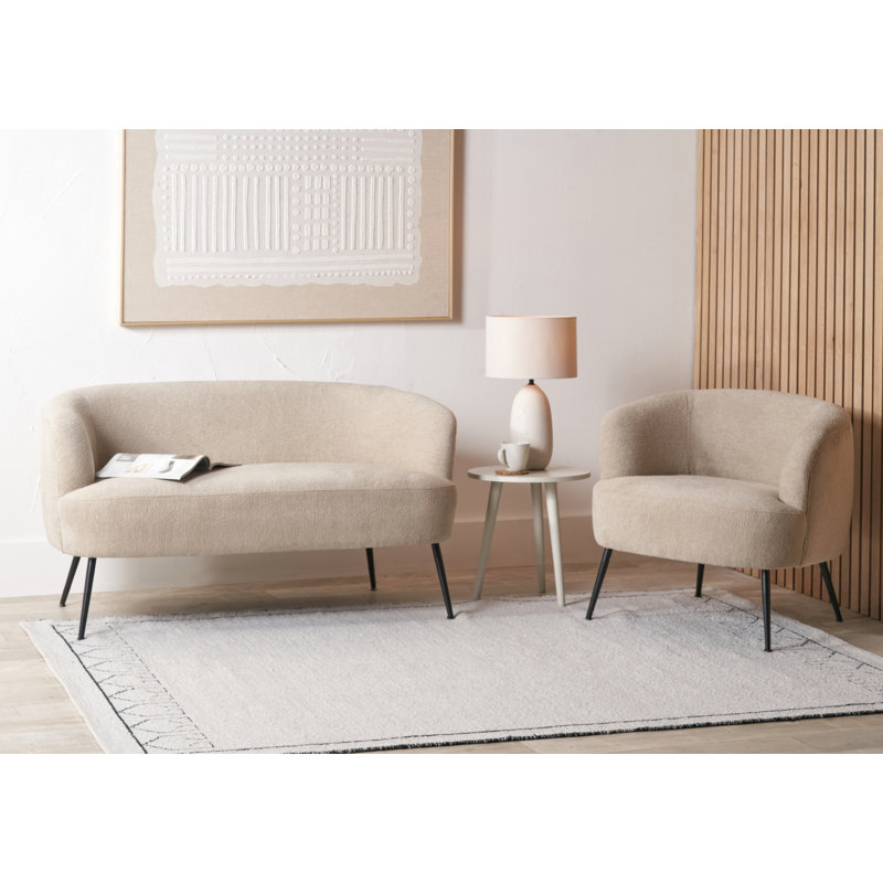 Stockville 2 Seater Chenille Sofa, Beige Teddy