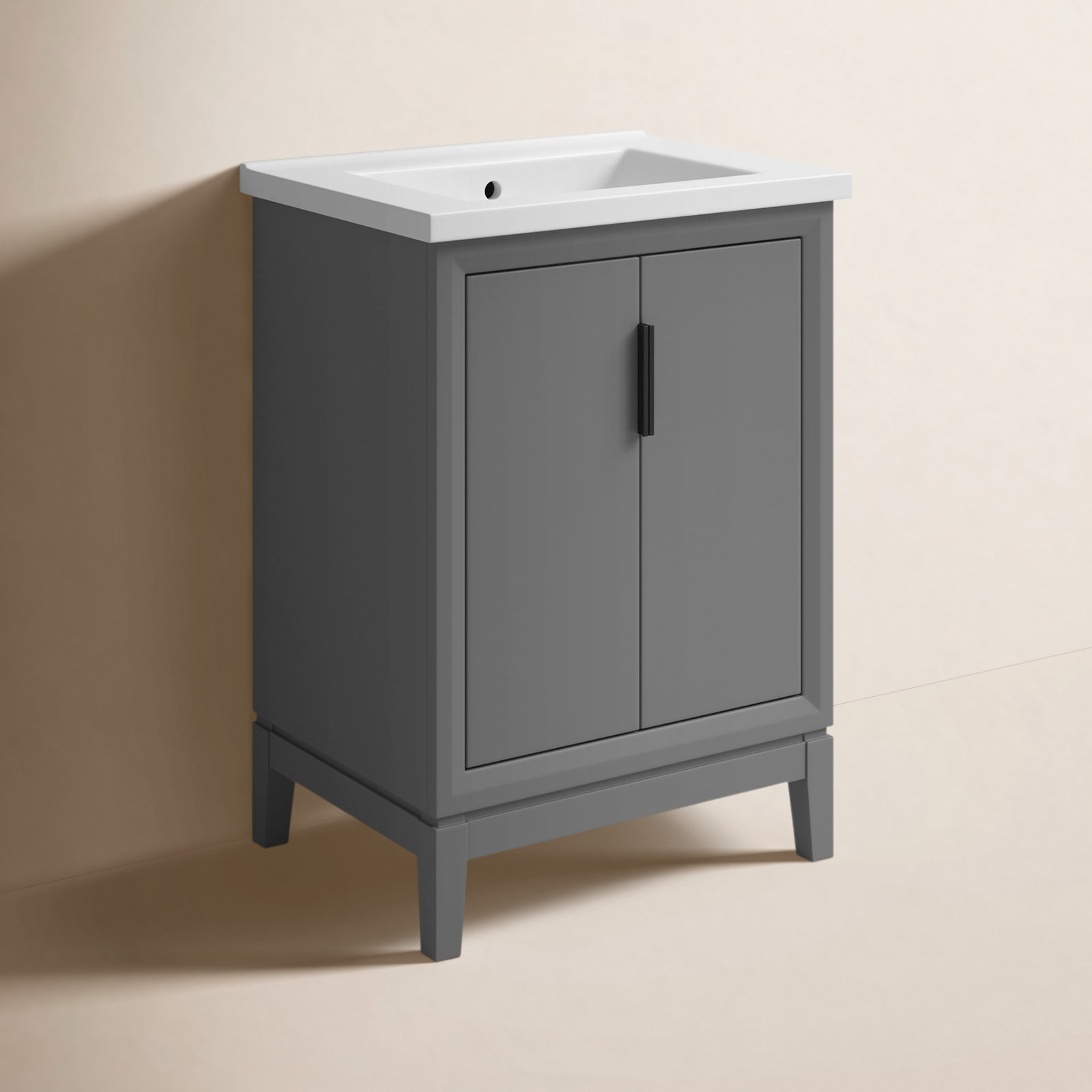 Finck 24.2'' Single Bathroom Vanity, Cashmere Gray, Matte Black