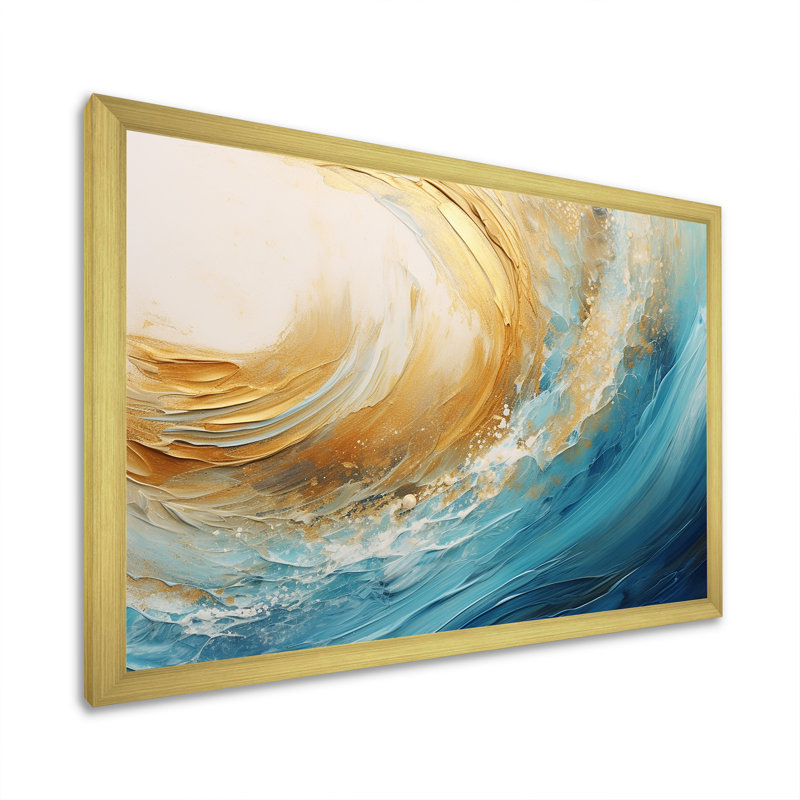 Impression sur toile Golden Sapphire Surge V - spirales abstraites, H 12 po x l 20 po x P 1 po, Cadre photo doré simple