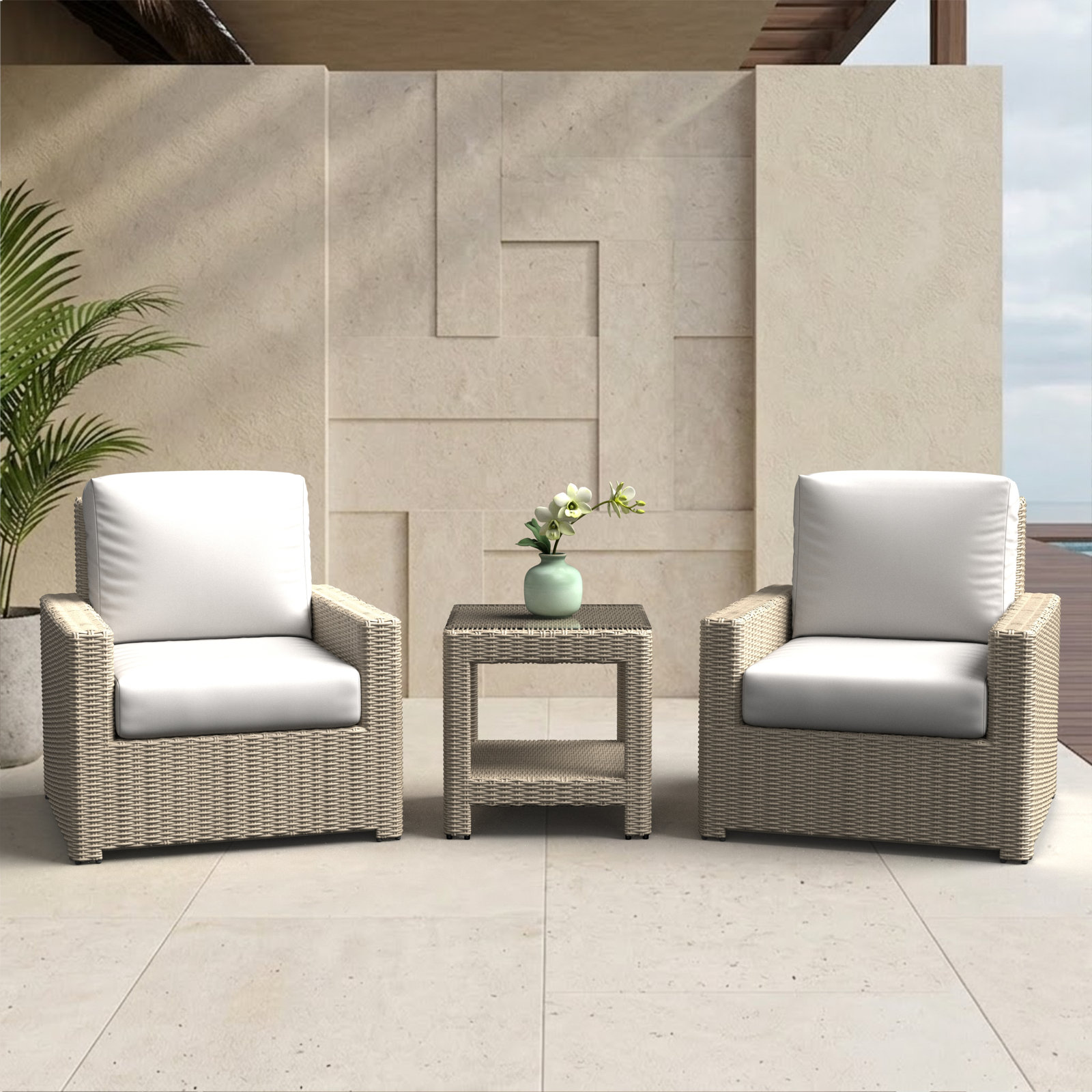 Henri 2-Person Sunbrella® Patio Seating Group, Sunbrella® Tranquil Sage