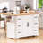 56 Inch Kitchen Island With Rubber Wood Veneer Drop Leaf, Power Outlet, 4 Door Shelves, Embossed Vertical Stripe Rolling Kitchen Cart On 4 Wheels With 6 Deep Drawers For Kitchen,Dining Room-2133252801