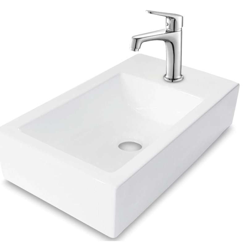 18X10 Inch White Ceramic Sink - Wall Mounted, Acid Resistance, Functional Option Bathroom Mount, White, To Stains, Modern Appeal