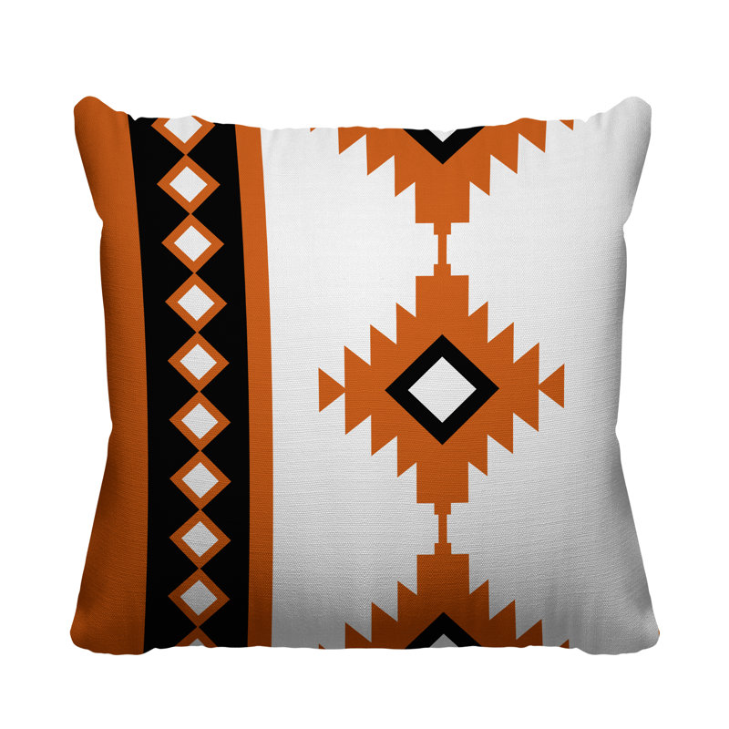 Coussin intérieur / extérieur Carlos Southwestern, L 19 po x H 19 po, Orange
