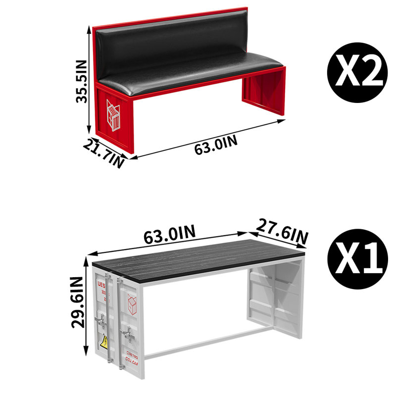 Ensemble de salle à manger rectangulaire L 27,6 po Seya, H 29,6 po x L 63 po x l 27,6 po