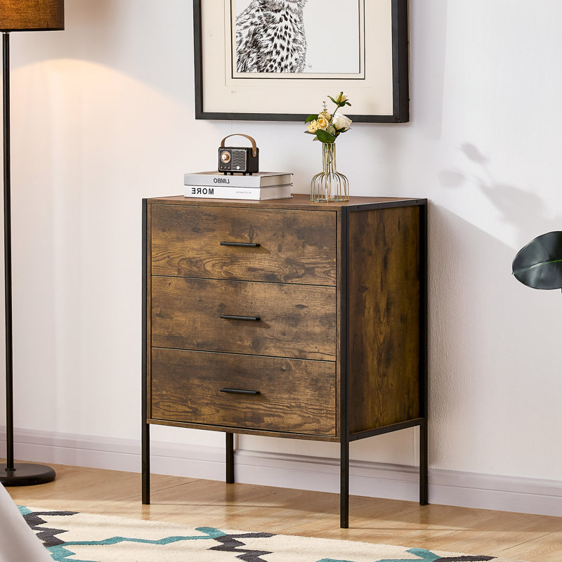 Oscar 3 Drawer Chest Of Drawers, Dark Wood
