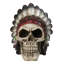 Figurine tête de mort gothique amérindien avec tête de plume tribale H 4,5 po
