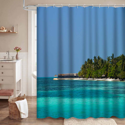 Magnifique île tropicale, plage, cocotier, ciel bleu, nature, avec 12 crochets