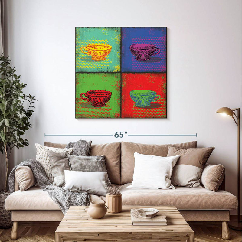 Halftone Tea Cups, 39" H x 39" W