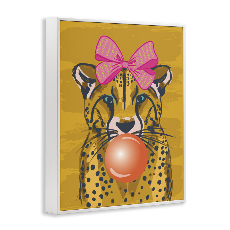 Art tendance de guépard et giclée par Lisa Perry White, Estampe numérique encadrée blanc bord de mer, H 30 po x l 24 po