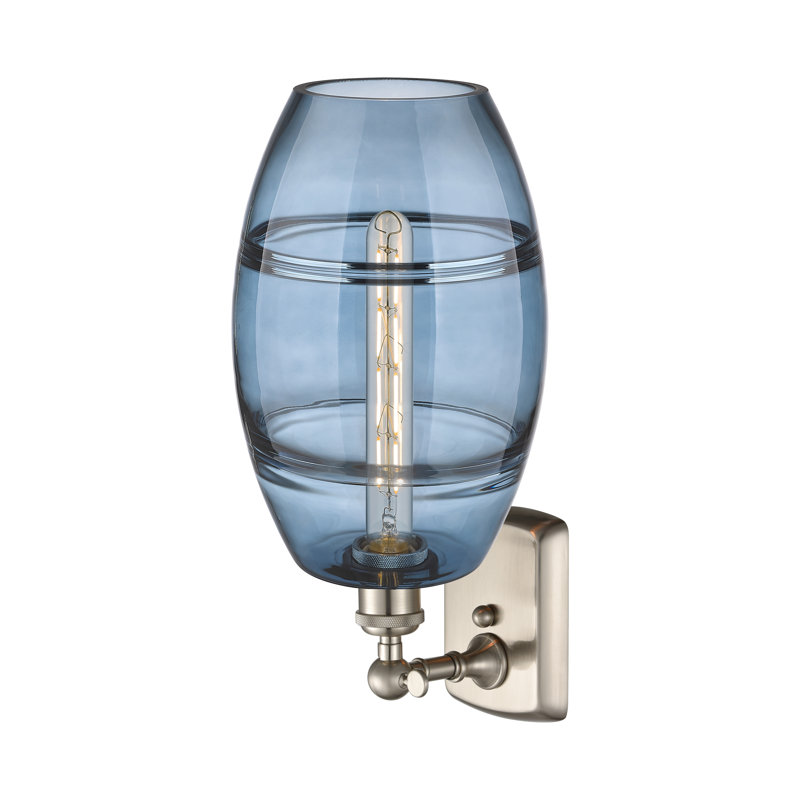 Bettylou Steel Armed Sconce, Princess Blue, 10.88" H x 8" W x 8.13" D, Satin Nickel