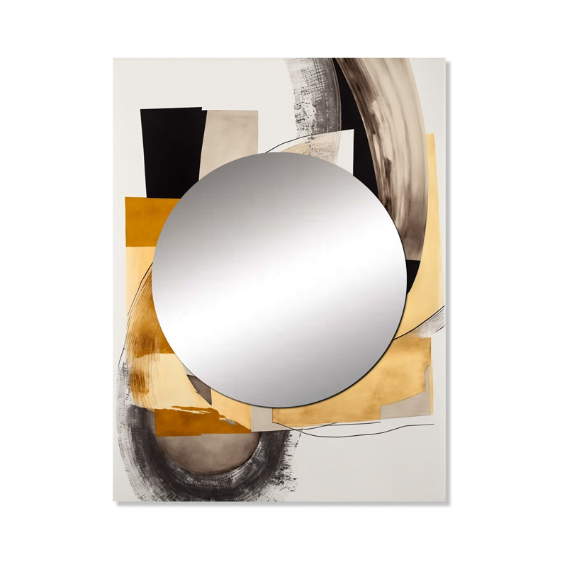 Pellikka Glam Art Deco Abstract IV - miroir mural abstrait, miroir décoratif noir, impression d'art en métal, 40 po x 30 po