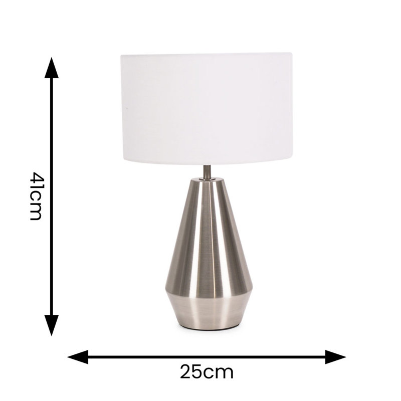 Metal Table Lamp, White, Silver