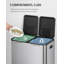 Kitchen Bin, Recycling Bins, Pedal Bin with Lid, Stainless Steel Kitchen Bins Recycling and Waste, Silent Slow-Down Closing Lid, With 15 Exclusive Trash Bags-123495723-124546711