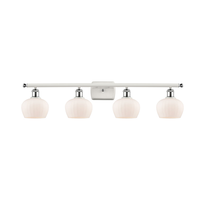 Éclairage de salle de bain à intensité variable 4 lumières Lyman, Ampoule DEL 6 watts Vinage, Blanc mat, Blanc et chrome poli