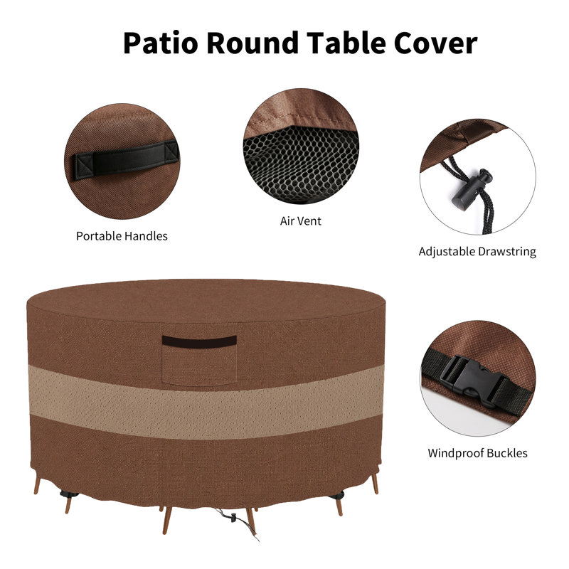 High Duty Waterproof Patio Round Table Cover for Round Patio Furniture Set, 27.5" H x 84" W x 84" D