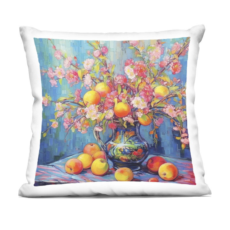 Coussin décoratif Stupell Industries Peach & Florals Bouquet Design par LSR Design Studio