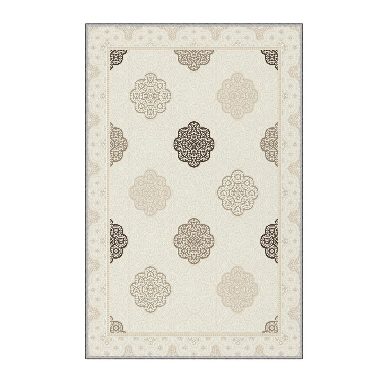 Tapis en polyester de qualité supérieure (5,2 x 7,5 pi), 100% antibactérien, antidérapant, 0,3 po de hauteur | Lavable à la machine, impression numérique 3D, tapis tissé durable | Idéal pour le salon, la chambre à coucher et les espaces repas